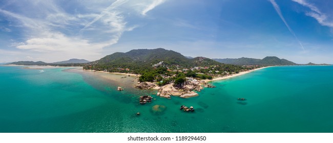 Panorama top view of Samui island Thailand form drone blue sky and green blue sea - Shutterstock ID 1189294450