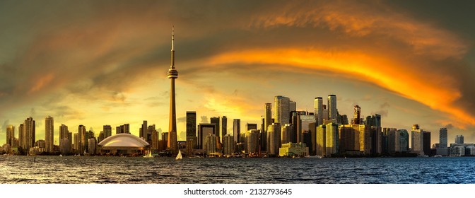 Panorama of Toronto skyline at sunset, Ontario, Canada - Powered by Shutterstock