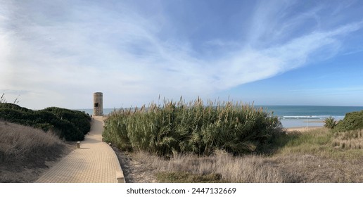Panorama from Torre del Puerco around Chiclana de la Frontera in Andalusia Spain