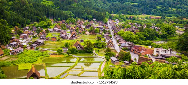 Panorama Traditional and Historical Japanese village Shirakawago in Gifu Prefecture Japan, Gokayama has been inscribed on the UNESCO World Heritage List due to its traditional Gassho-zukuri houses