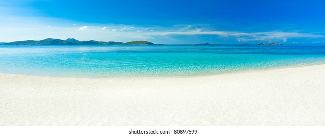 Panorama of the tropical sandy beach Malcapuya