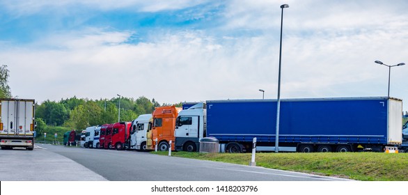 Panorama Truck On Motorway Rest Area