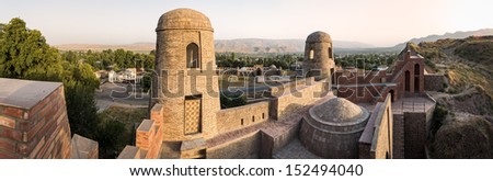 Panorama of upper section of Hisor Fort in Hisor (Hissar), Tajikistan.