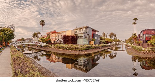 Panorama of Venice Beach Canals - Los Angeles California