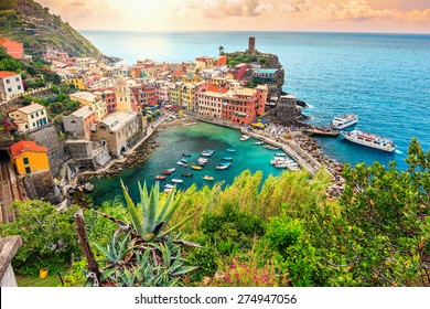 Panorama of Vernazza and suspended garden,Cinque Terre National Park,Liguria,Italy,Europe - Powered by Shutterstock