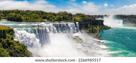 Panorama of  View of American falls at Niagara falls, USA, from the American Side