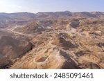 The panorama view of the archeological cite in the desert by old Masada national park in the eastern part of Israel.
