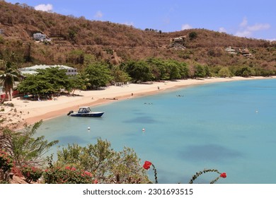 Panorama View of BBC Beach (also known as Morne rouge beach) in Grenada, Caribbean island, West Indies.