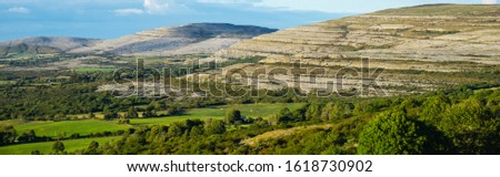 Panorama View to Burren Mountains Ireland 