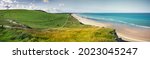 Panorama view at cap blanc-nez at pas-de-calais in Northern France. View on the beach and Wissant. Beautiful landscape.