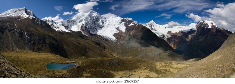 Panorama View Of The Cordillera Blanca In Peru