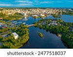 Panorama view of Finnish town Oulu.