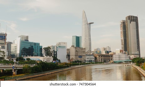Panorama view of Ho Chi Minh City in the evening. Vietnam.