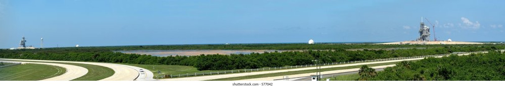 Panorama view of Kennedy Space Center launch stations, Cape Canaveral, Florida - Powered by Shutterstock