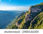 Panorama view of landscape surrounding Montserrat natural park.