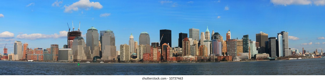 The Panorama View Of Lower Manhattan Skyline - Very Large Detailed Image For Poster Size Print