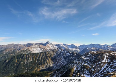 Panorama view of the mountains. Tatra National Park in Poland.