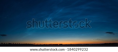 Panorama view on sunset sky with phenomen clouds noctilucent near Prague ストックフォト © 