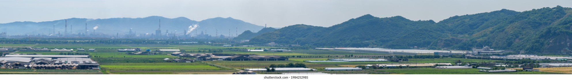 Panorama View Of Reclaimed Land And Industrial Area (Kasaoka City, Okayama Prefecture)