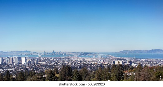 Panorama View of San Francisco Bay, East Bay, Oakland...