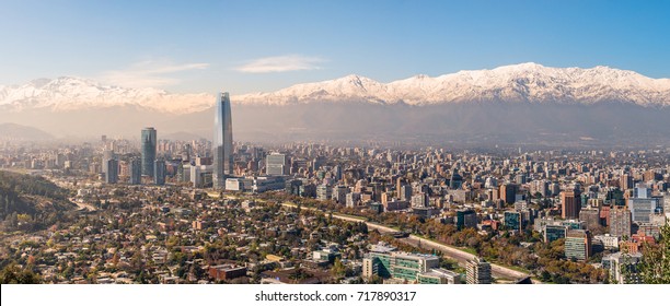 Panorama View of Santiago from Cerro San Cristobal, Chile