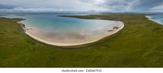 A Panorama View Of The Southern Mullet Peninsula In County Mayo In Western Ireland With Elly Bay Beach