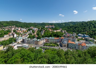Panorama view - spa center of Karlovy Vary (Karlsbad) - Czech Republic - Europe