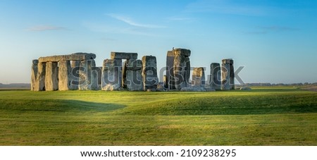 Panorama view of Stonehenge, a prehistoric and UNESCO site in England