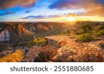 panorama view of sunrise over charles knife canyon near exmouth, western australia