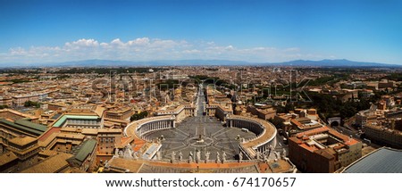 Panorama view from the top of St. Peter's Basilica, Vatican City