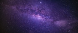 Panorama View Universe Space Shot Of Milky Way Galaxy With Stars On A Night Sky Background. The Milky Way Is The Galaxy That Contains Our Solar System.