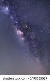 Panorama view of universe space shot of nebula and milky way galaxy with stars on blue night sky. Beautiful scene of Milky Way that contains our Solar System under amazing starry night sky with noise