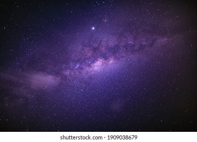 Panorama view universe space shot of milky way galaxy with stars on a night sky background. The Milky Way is the galaxy that contains our Solar System.