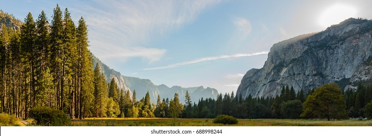 Panorama View Of Yosemite National Park During Sunset