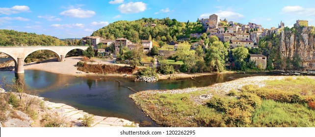 Panorama Of The Village Of Balazuc In Ardèche.France.                  