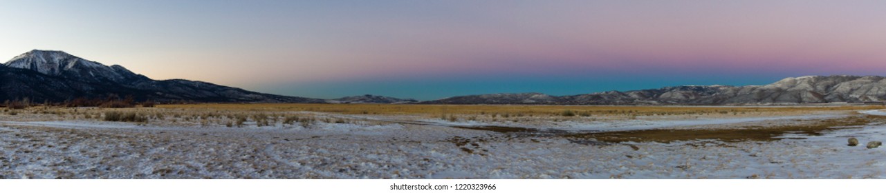 Panorama Of Washoe Valley With Snow At Dusk