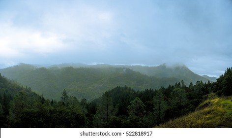 Panorama Of West Branch Feather River Canyon During Small Storm