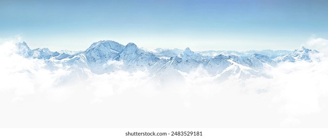 Panorama of winter mountains in Caucasus region, Russia. Concept of natural beauty and majestic landscapes - Powered by Shutterstock