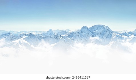 Panorama of winter mountains in Caucasus region, Russia. Concept of natural beauty and winter landscape - Powered by Shutterstock