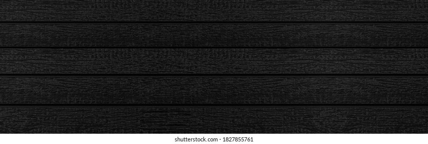 Panorama Of Wood Plank Black Timber Texture And Seamless Background