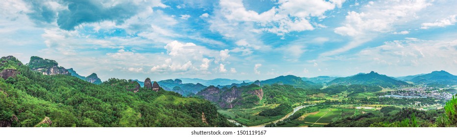 Panorama Of Wuyi Mountain Nanping City Fujian Province Under Blue Clear Sky