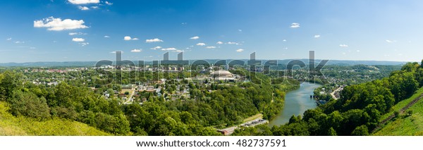 Stock photo panorama of Morgantown in West Virginia, home of WVU