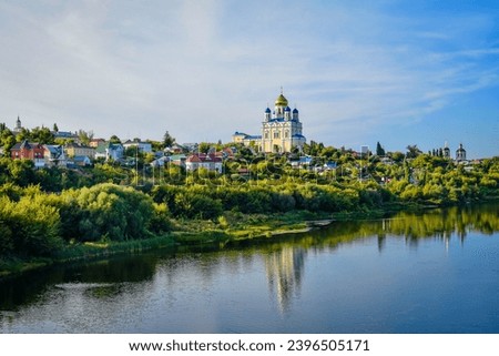 Panorama of Yelets old town at sunset, Lipetsk region of Russia