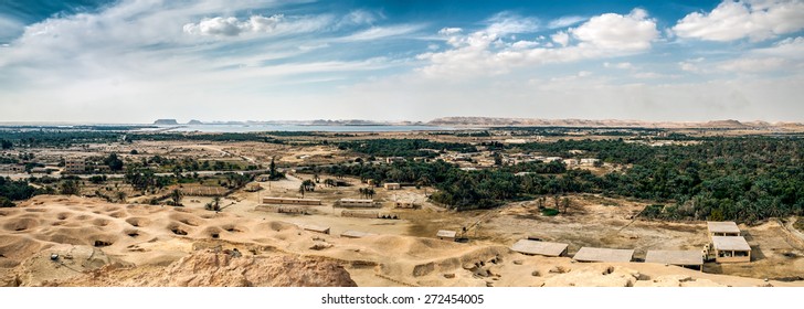 Panoramas Of Siwa Oasis From Gebel Al-Mawta (Mountain Of The Dead) Egypt, Located Between The Qattara Depression And The Egyptian Sand Sea In The Libyan Desert.