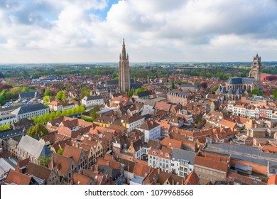 Panoramic aerial view of Bruges, Belgium
