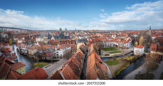 Panoramic Aerial view of Erfurt City - Erfurt, Thuringia, Germany