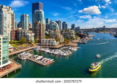 Panoramic aerial view of  False creek in Vancouver in a sunny day, Canada - Powered by Shutterstock