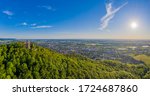 Panoramic aerial view of the German town Bensheim in summer during daytime