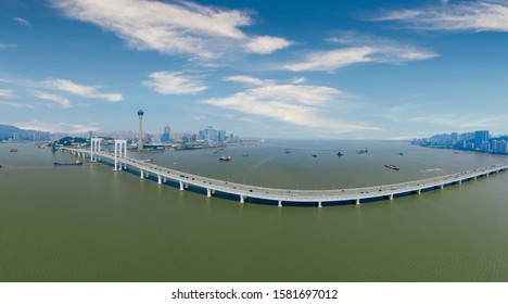 Panoramic Aerial View Of The Great Bay Area Of Macao, Zhuhai, China