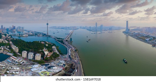 Panoramic Aerial View Of The Great Bay Area Of Macao, Zhuhai, China